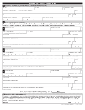 Dependent Care Assistance Program Claim Form