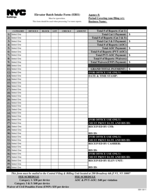 Elevator Batch Intake Form EBI1