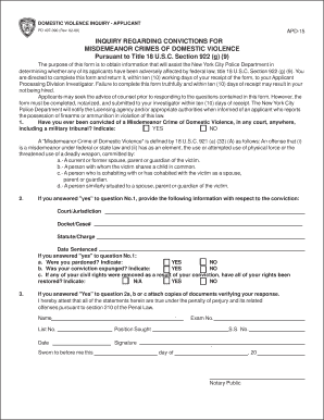 Domestic Violence Inquiry Form