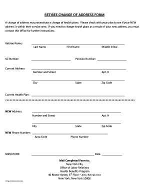 Retiree Change of Address Form