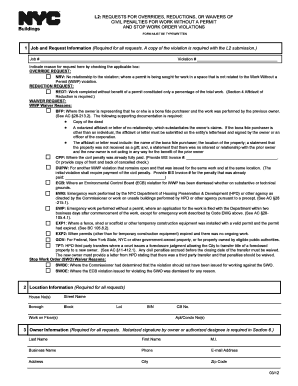 NYC L2 Form for Civil Penalty Overrides