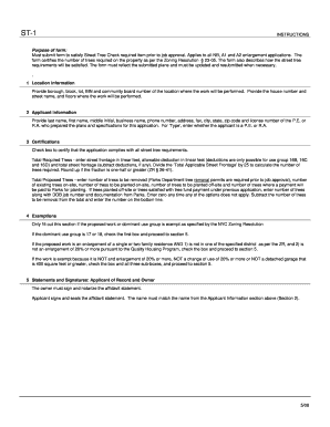 New York City Street Tree Check Form