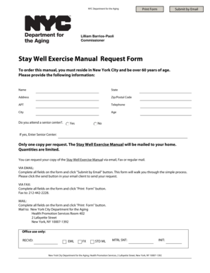 Stay Well Exercise Manual Request Form