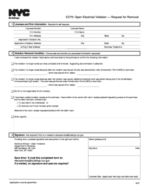 New York Electrical Violation Removal Request