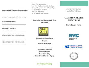 New York City Carrier Alert Program Enrollment Form