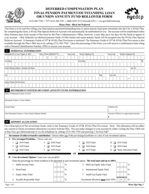 New York City Deferred Compensation 401(k) Plan Rollover Form