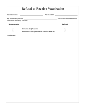 Refusal to Receive Vaccination Form