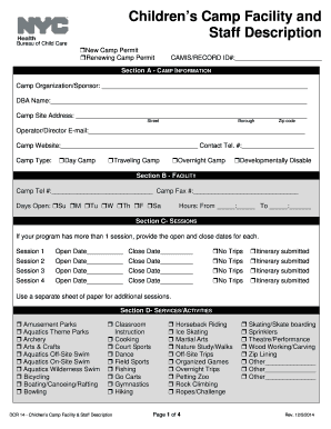 New York Children's Camp Permit Application
