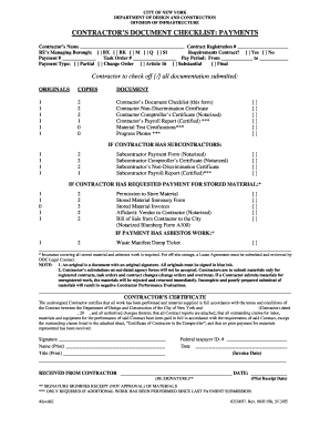 Contractor’s Document Checklist: Payments