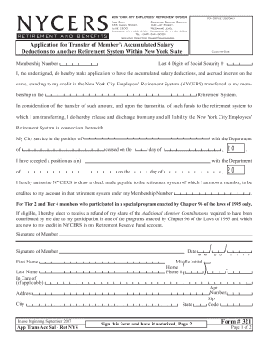 New York City Employees' Retirement System Transfer Form