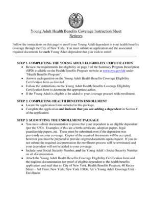 Young Adult Health Benefits Enrollment Form