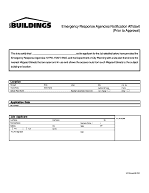 Emergency Response Agencies Notification Affidavit