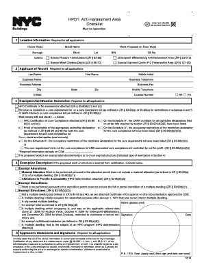 HPD1 Anti-Harassment Area Checklist