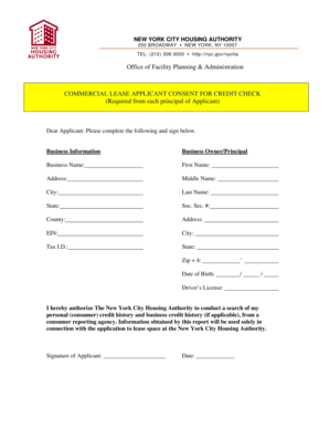 Commercial Lease Applicant Consent for Credit Check