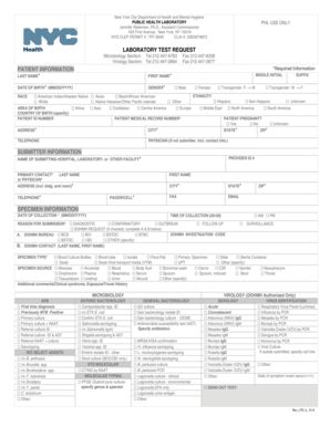 New York City Laboratory Test Request Form