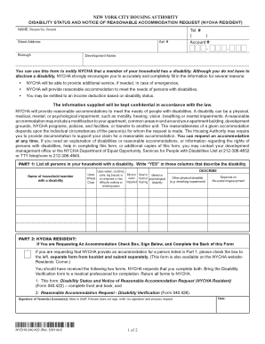 Disability Status and Notice of Reasonable Accommodation Request