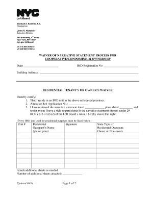 Residential Tenant’s or Owner’s Waiver