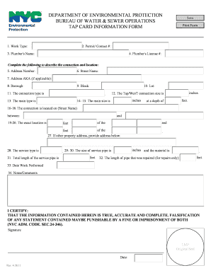 Tap Card Information Form