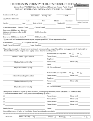 Henderson County Public Schools Childcare Registration Form