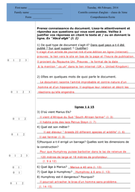 Contrôle commun d'anglais – classe de 3ème