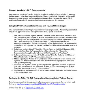 Oregon Mandatory CLE Requirements Form