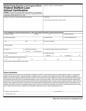 Federal Stafford Loan School Certification