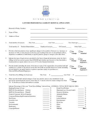 Lawyers Professional Liability Renewal Application