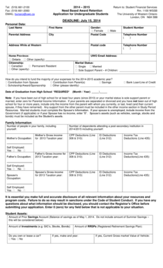 Need Based Award Retention Application