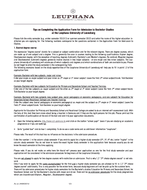 Application Form for Admission to Bachelor-Studies at Leuphana University of Lueneburg