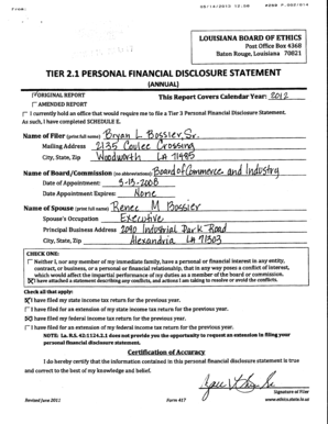 Louisiana Tier 2 Personal Financial Disclosure Statement