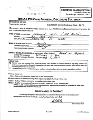 Louisiana Board of Ethics Financial Disclosure Statement