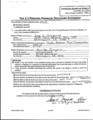 Louisiana Personal Financial Disclosure Statement