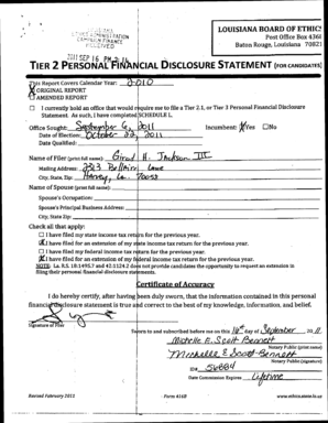 Louisiana Personal Financial Disclosure Statement