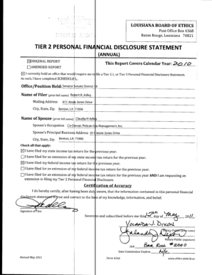Louisiana Tier 2 Personal Financial Disclosure Statement