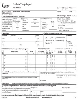 Aetna Health Enrollment Change Request Form