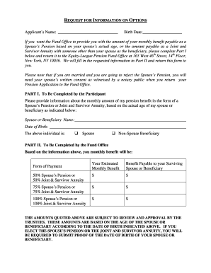 Request for Information on Pension Options