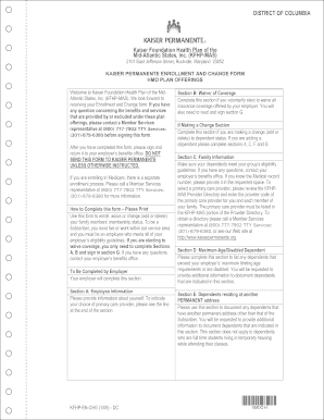 Kaiser Permanente Enrollment and Change Form