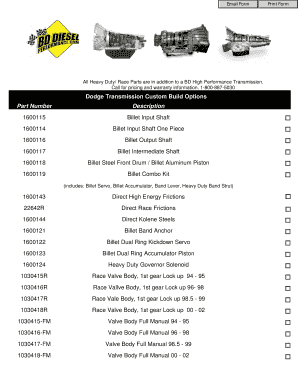 Dodge and Ford Transmission Custom Build Options