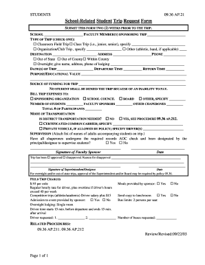 School-Related Student Trip Request Form