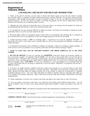 VA Counseling Checklist for Military Homebuyers