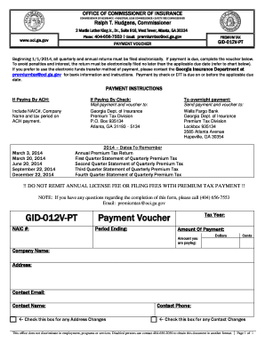 Georgia Premium Tax Payment Voucher