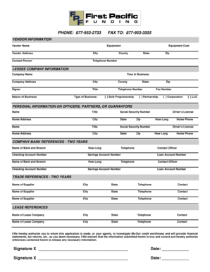 Vendor Application Form