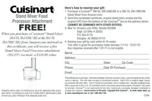 Cuisinart Stand Mixer Rebate Form