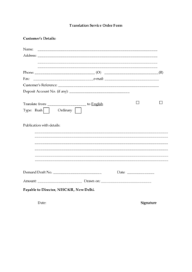 Translation Service Order Form