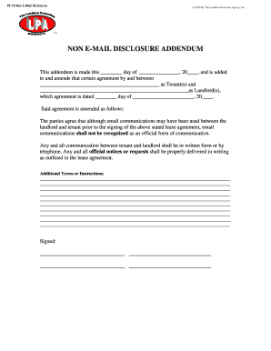 Non-E-Mail Disclosure Addendum