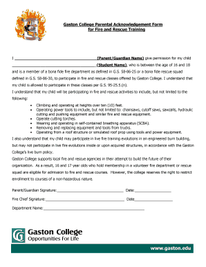 Day camp waiver form template - Student Release Form Waiver for Minor Students - Gaston College - gaston