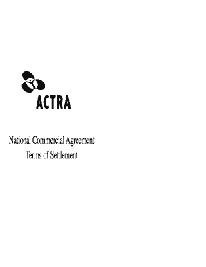 National Commercial Agreement Terms of Settlement