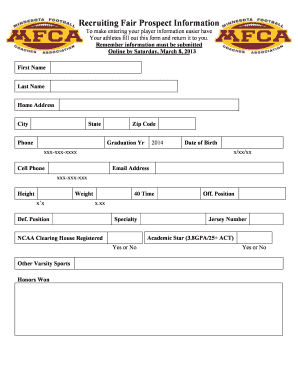 Recruiting Fair Prospect Information Form