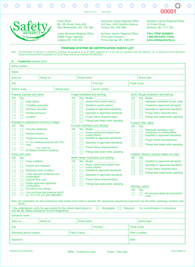 BC Propane System Re-Certification Checklist