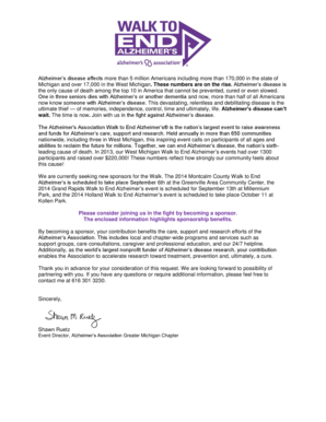 Alzheimer's Association Walk to End Alzheimer's Sponsorship Form